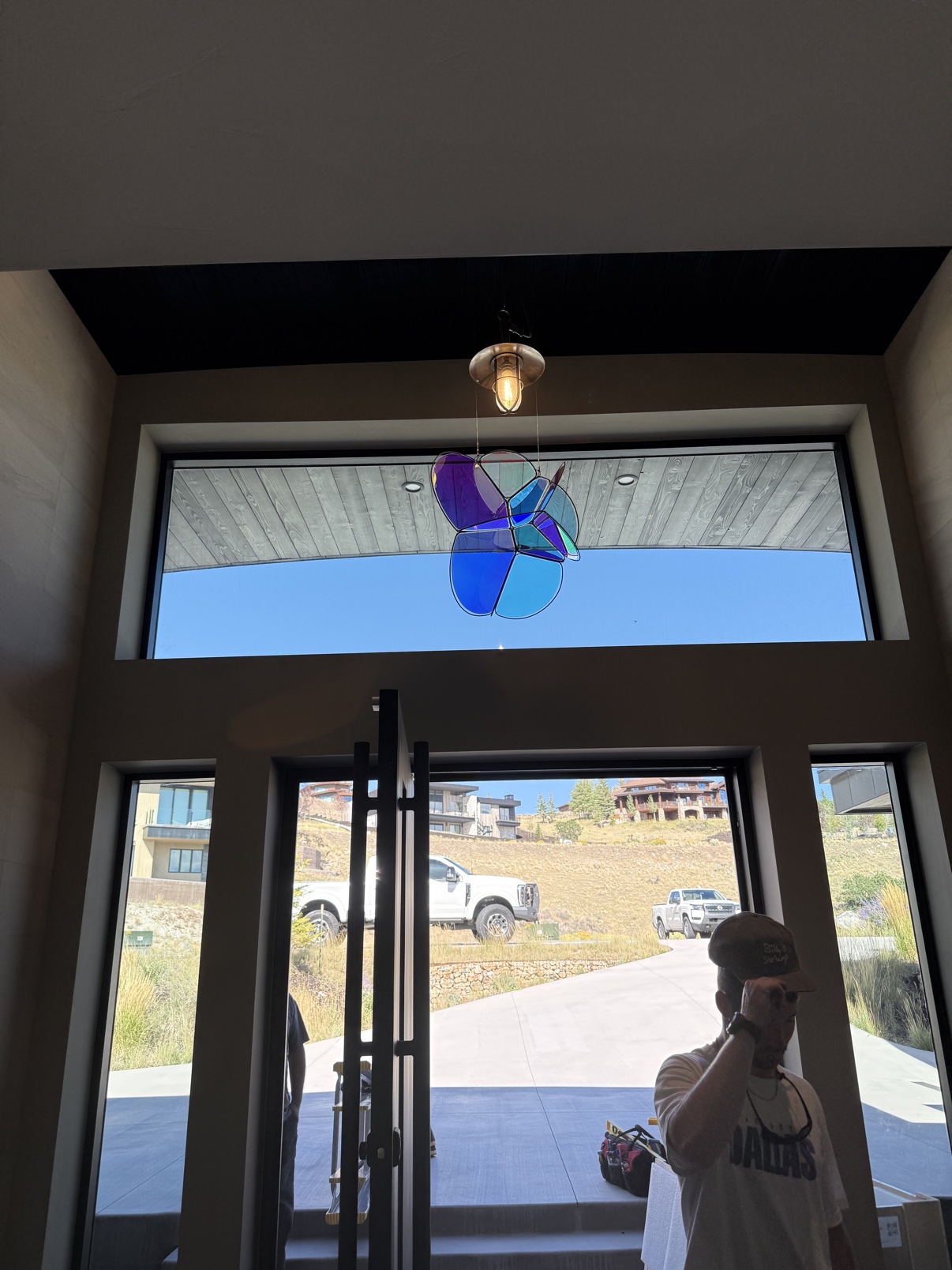 Hanging glass installation &mdash; entryway, Park City